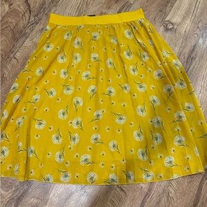 Metro Wear Mustard Floral A-Line Skirt with Dandelion print.